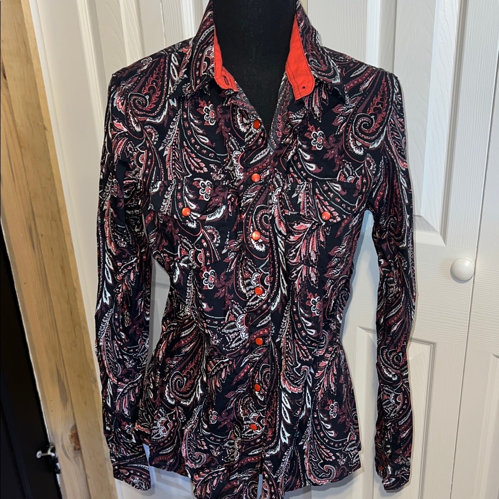 Cruel Girl Black and Red Paisley Women's Top